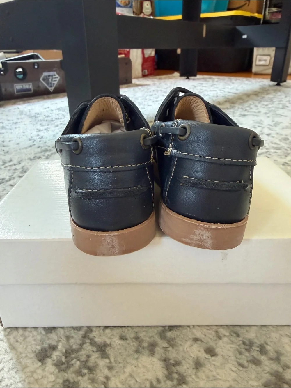 Classic Navy Kids Boat Dress Shoes with Tan Sole